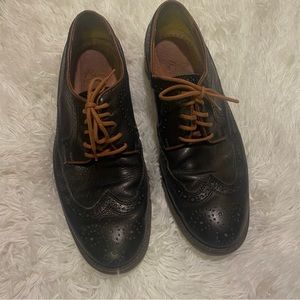 J&M 1850 Leather Lace Up Brogue cap toe Oxford Loafers Black brown Men Size 9.5